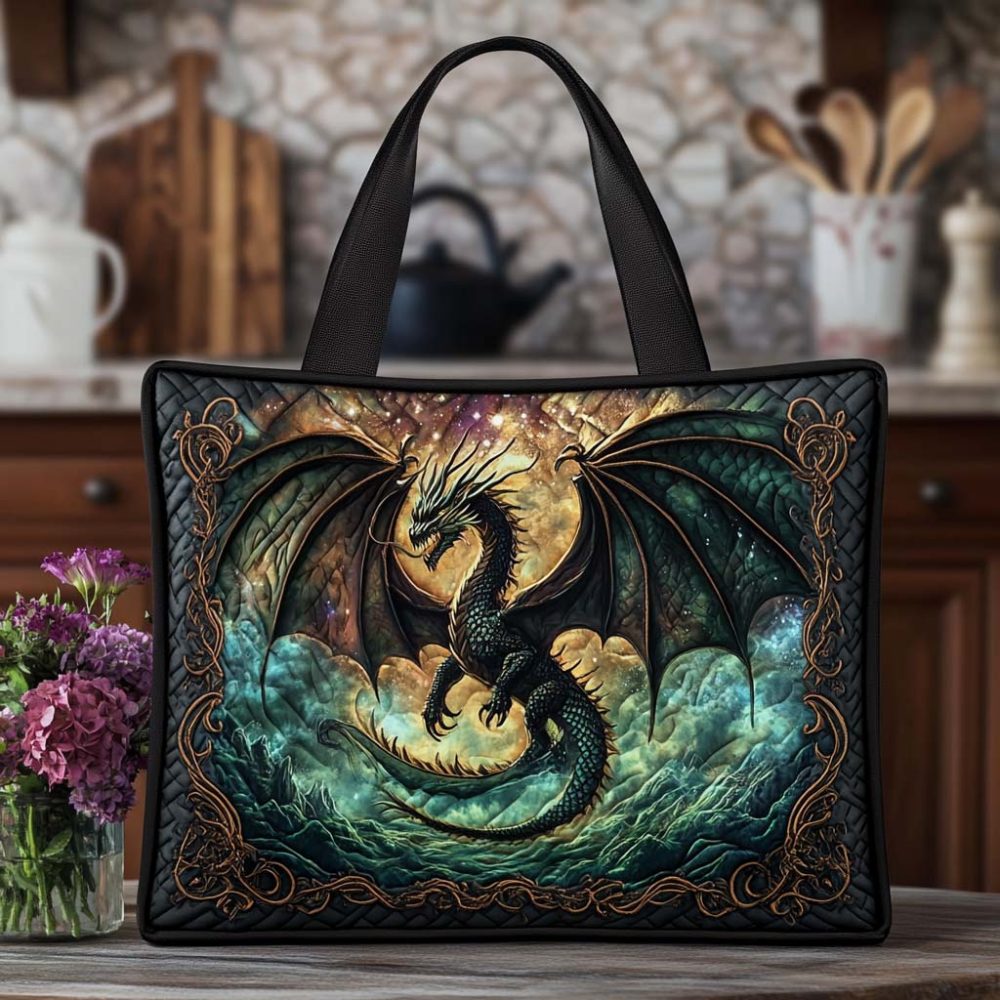 Dragon Heartbeat Quilted Tote Bag