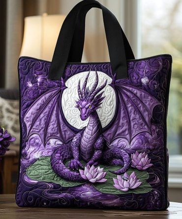 Dragon Lotus Quilted Tote Bag