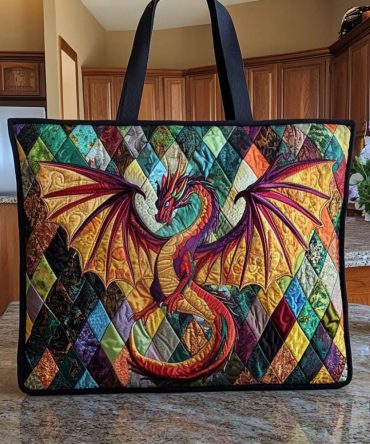 Dragon Mist Realm Quilted Tote Bag