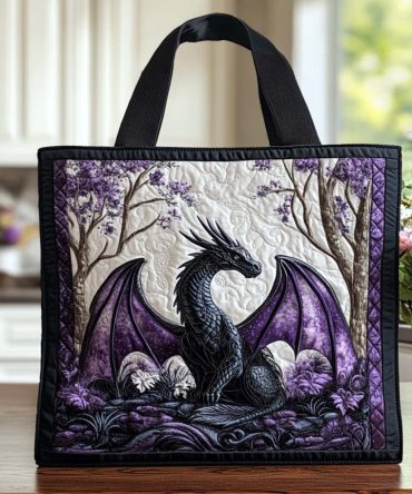 Dragon Moonlight Path Quilted Tote Bag