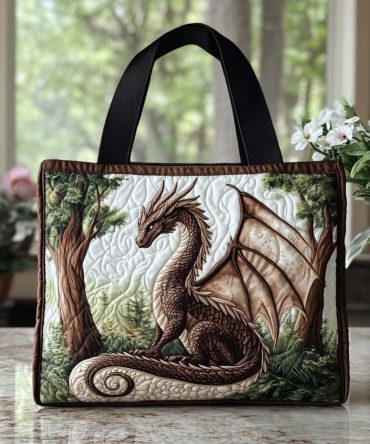 Dragon Twilight Hues Quilted Tote Bag