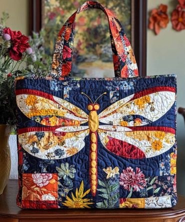 Dragonfly Bliss Quilted Tote Bag