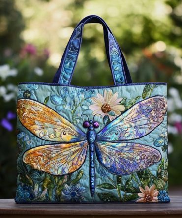 Dragonfly Charm Quilted Tote Bag