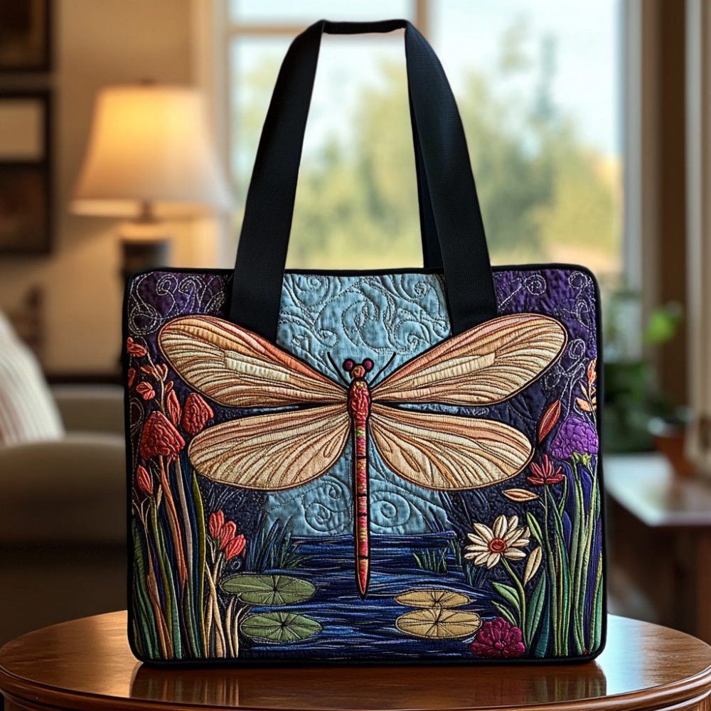 Dragonfly Dance Quilted Tote Bag