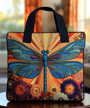 Dragonfly Garden Quilted Tote Bag