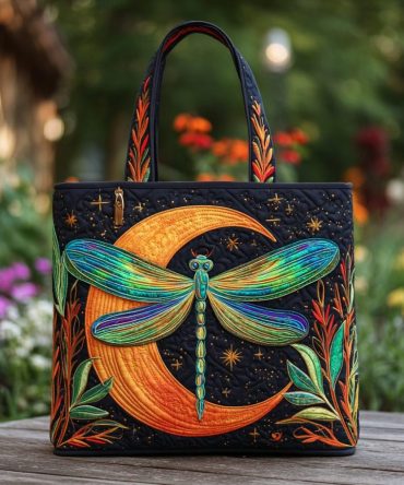 Dragonfly Spark Quilted Tote Bag