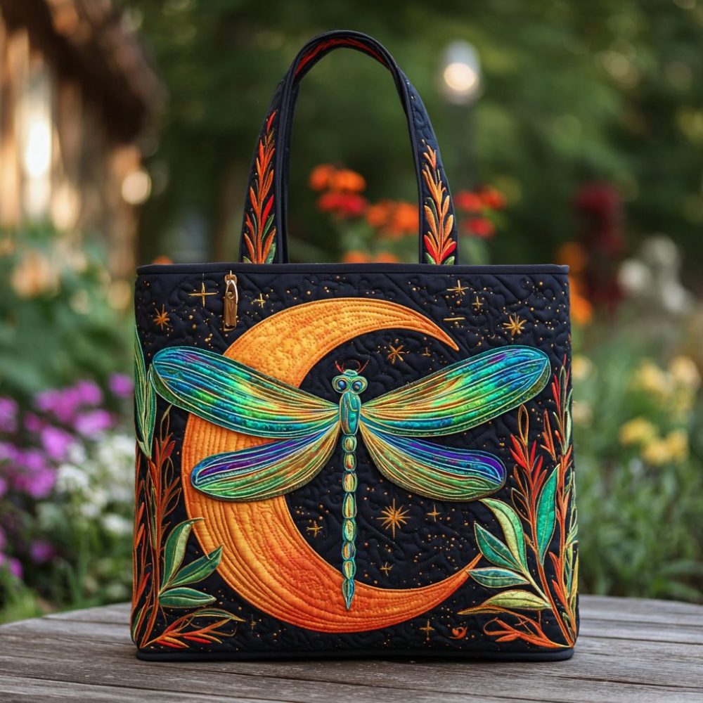 Dragonfly Spark Quilted Tote Bag