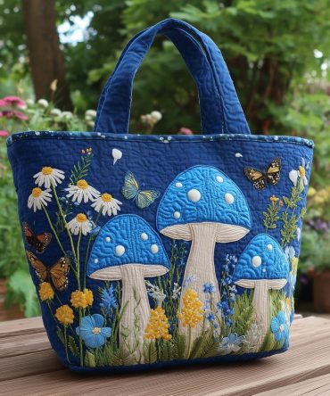 Dreamy Fungi Garden Quilted Tote Bag