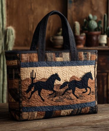 Dusty Hooves Quilted Tote Bag