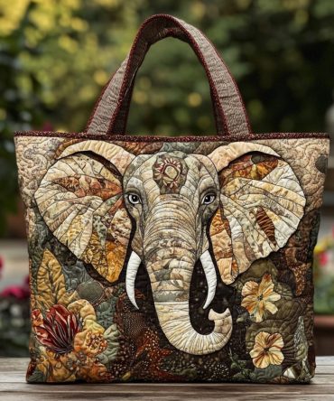 Elephant Charm Quilted Tote Bag