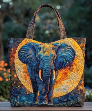 Elephant Garden Quilted Tote Bag