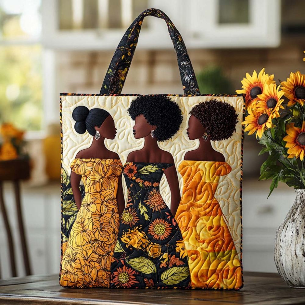 Empowered Melanin Bloom Quilted Tote Bag