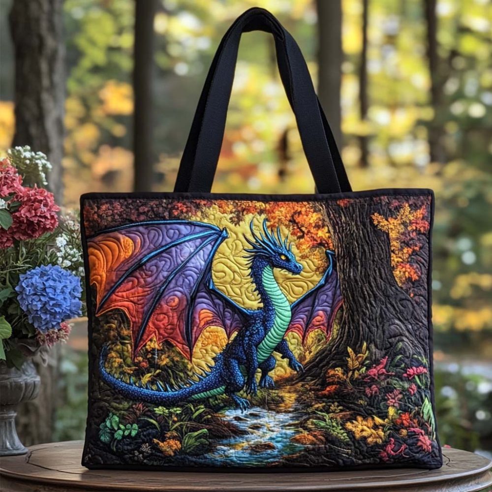 Enchanted Dragon Tale Quilted Tote Bag