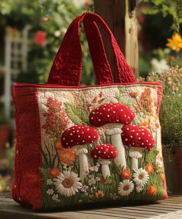 Enchanted Fungi Quilted Tote Bag