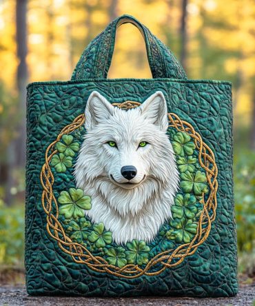 Eternal Wolf Bond Quilted Tote Bag