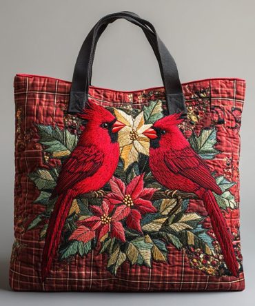 Faithful Cardinal Quilted Tote Bag