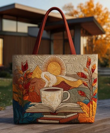 Fall Into Fiction Quilted Tote Bag
