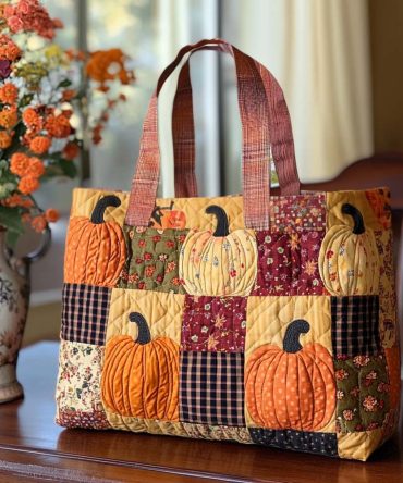 Falling Rustle Quilted Tote Bag