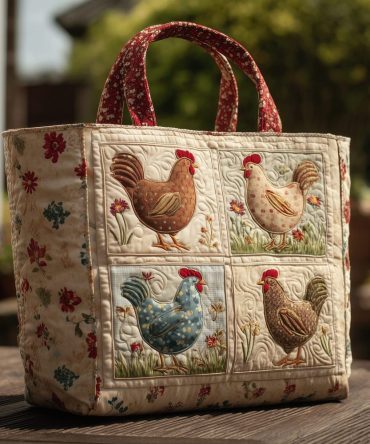Farm Fresh Hen Quilted Tote Bag