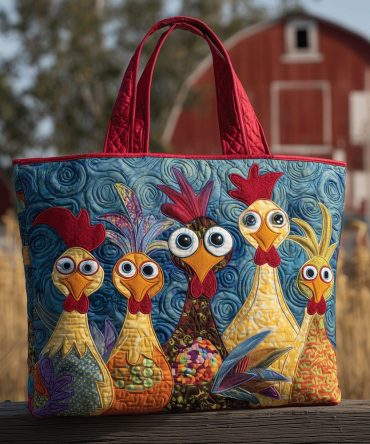 Farmhouse Roosters Quilted Tote Bag