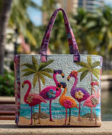 Feather Friends Quilted Tote Bag