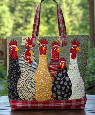 Feathered Friends Quilted Tote Bag
