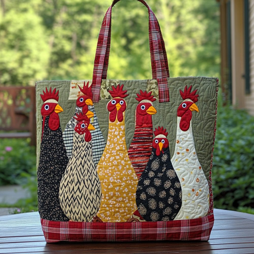 Feathered Friends Quilted Tote Bag