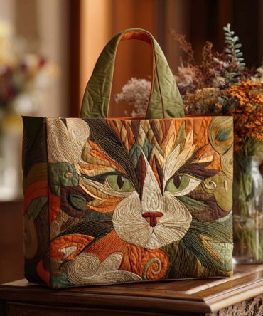Feline Beauty Quilted Tote Bag