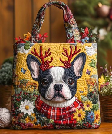 Festive Antler Quilted Tote Bag