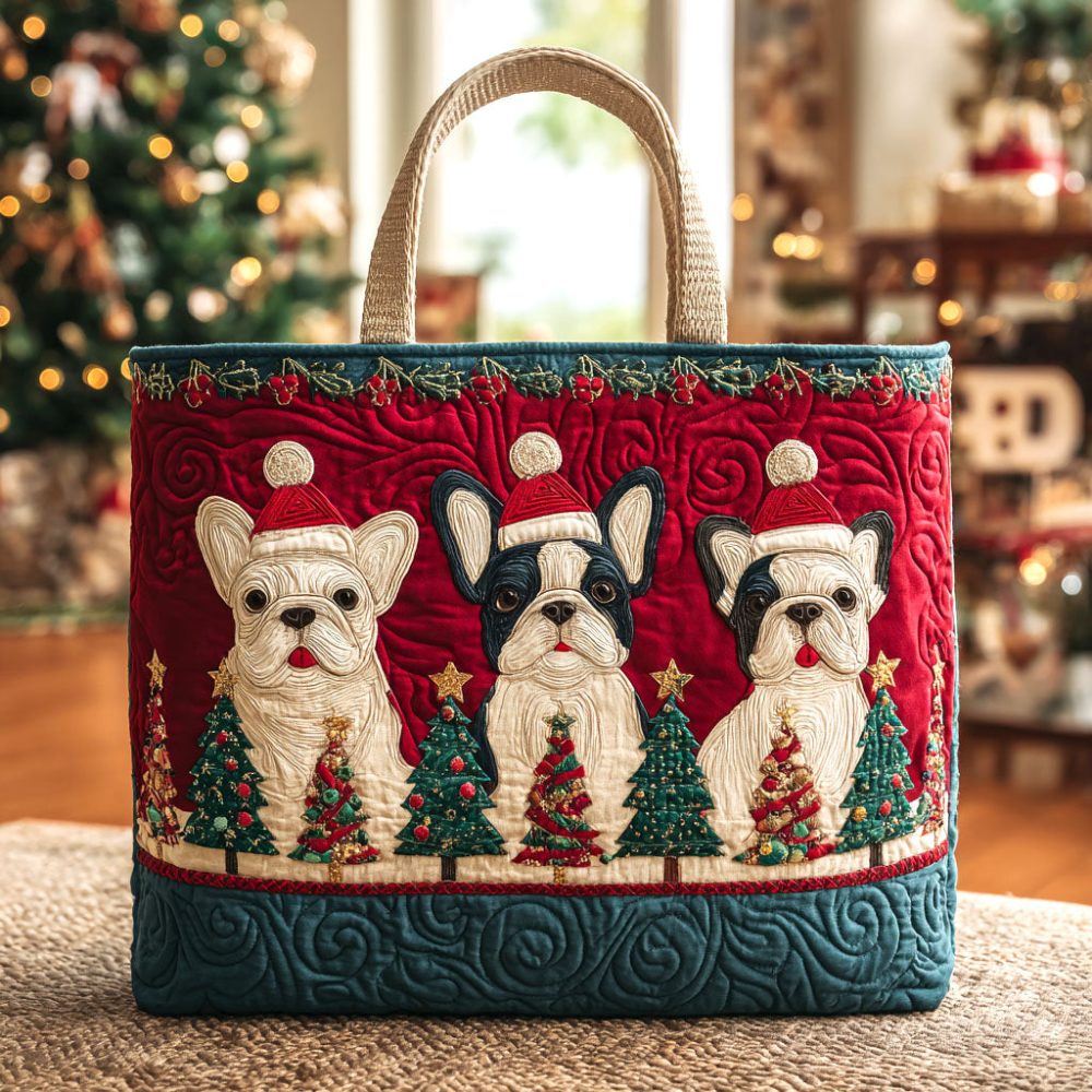 Festive Pups Quilted Tote Bag