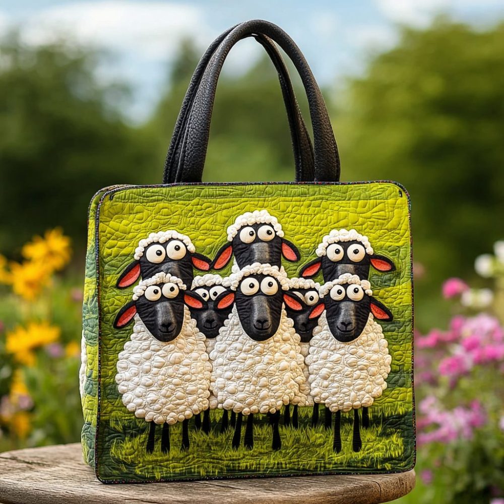 Field Sheep Quilted Tote Bag