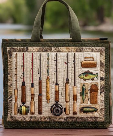 Fishing Gear Quilted Tote Bag