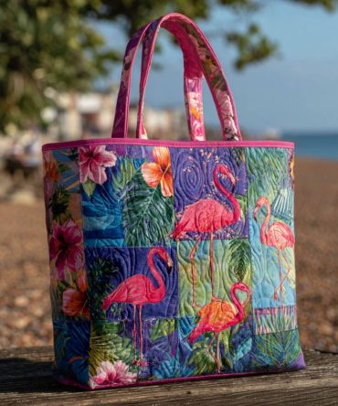 Flamingaura Quilted Tote Bag