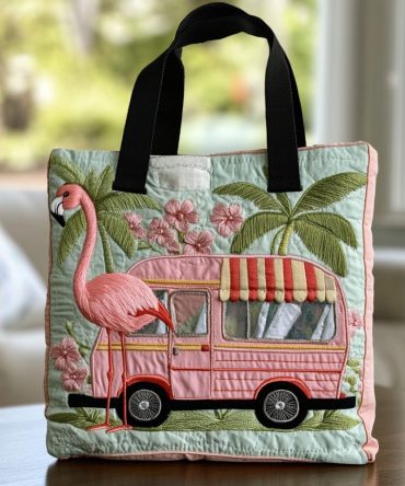 Flamingo Chill Quilted Tote Bag