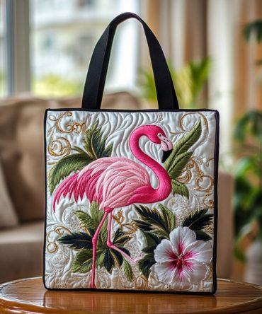 Flamingo Glow Quilted Tote Bag