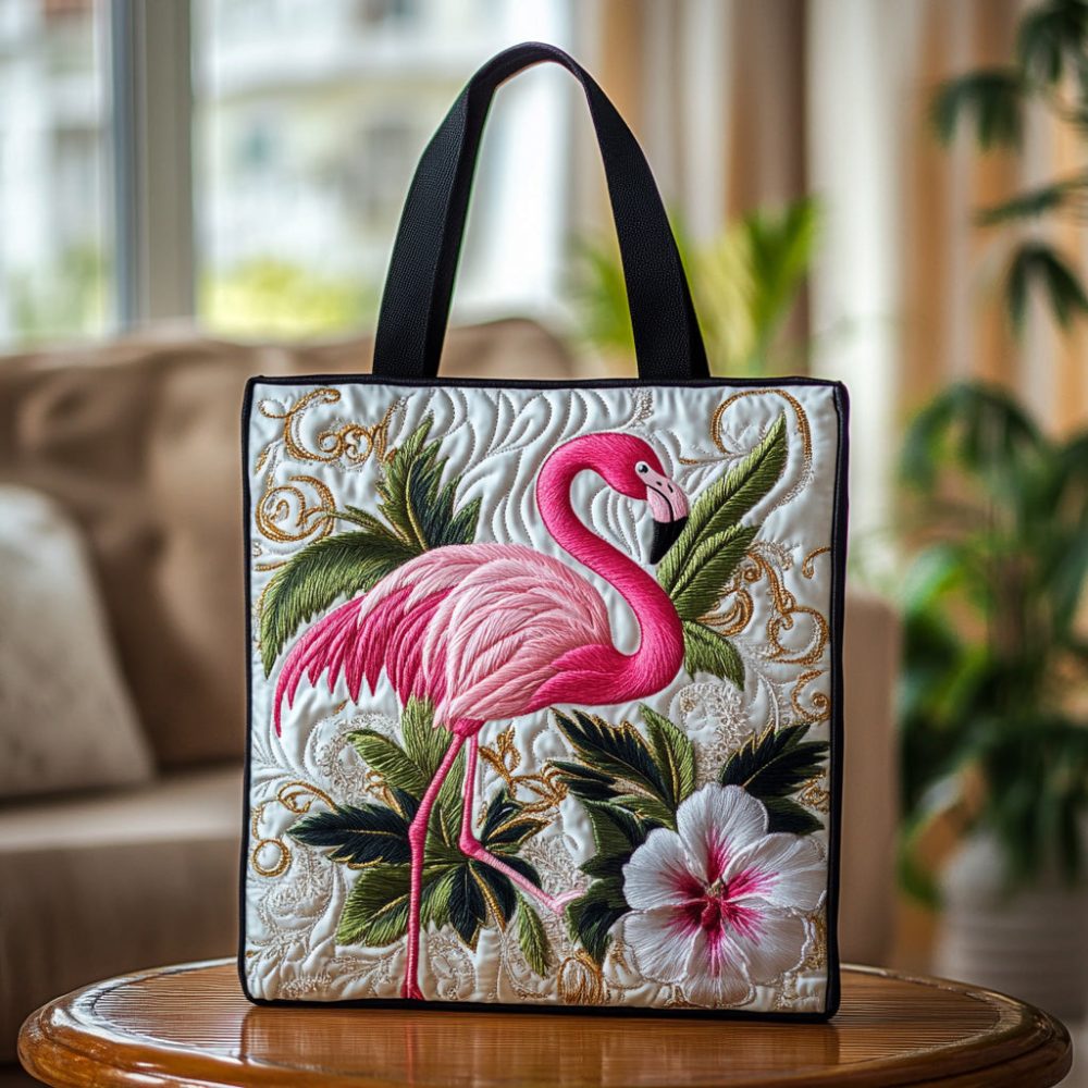 Flamingo Glow Quilted Tote Bag