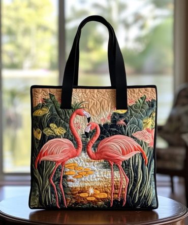 Flamingo Groove Quilted Tote Bag