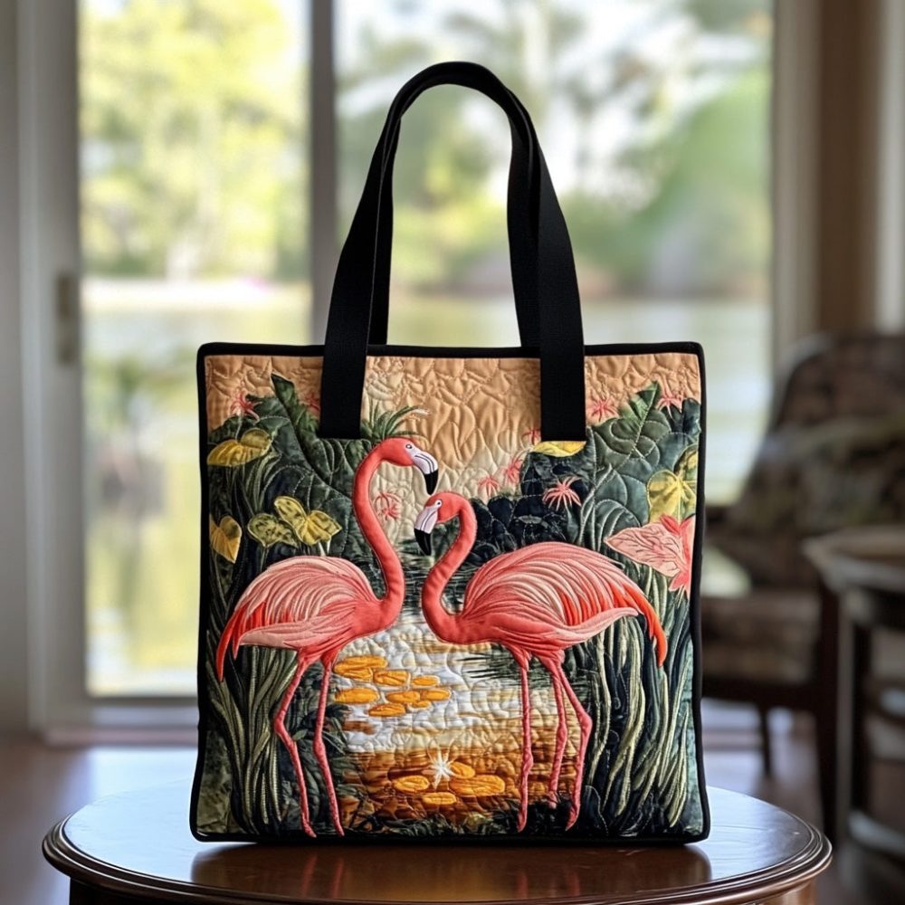 Flamingo Groove Quilted Tote Bag