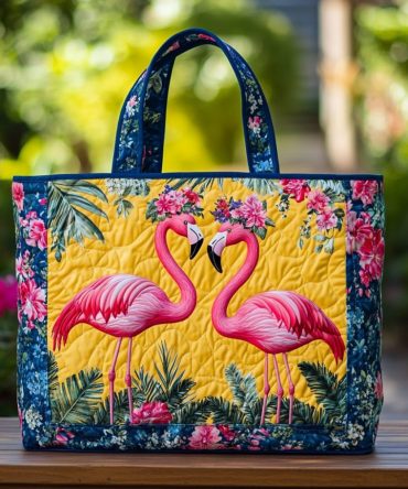 Flamingo Mood Quilted Tote Bag