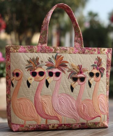 Flamingo Style Quilted Tote Bag