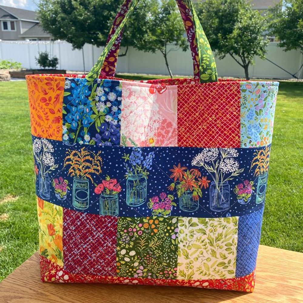 Floral Fantasy Quilted Tote Bag