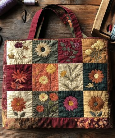 Floral Dreams Quilted Tote Bag