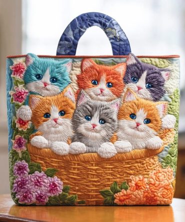 Floral Paws Quilted Tote Bag