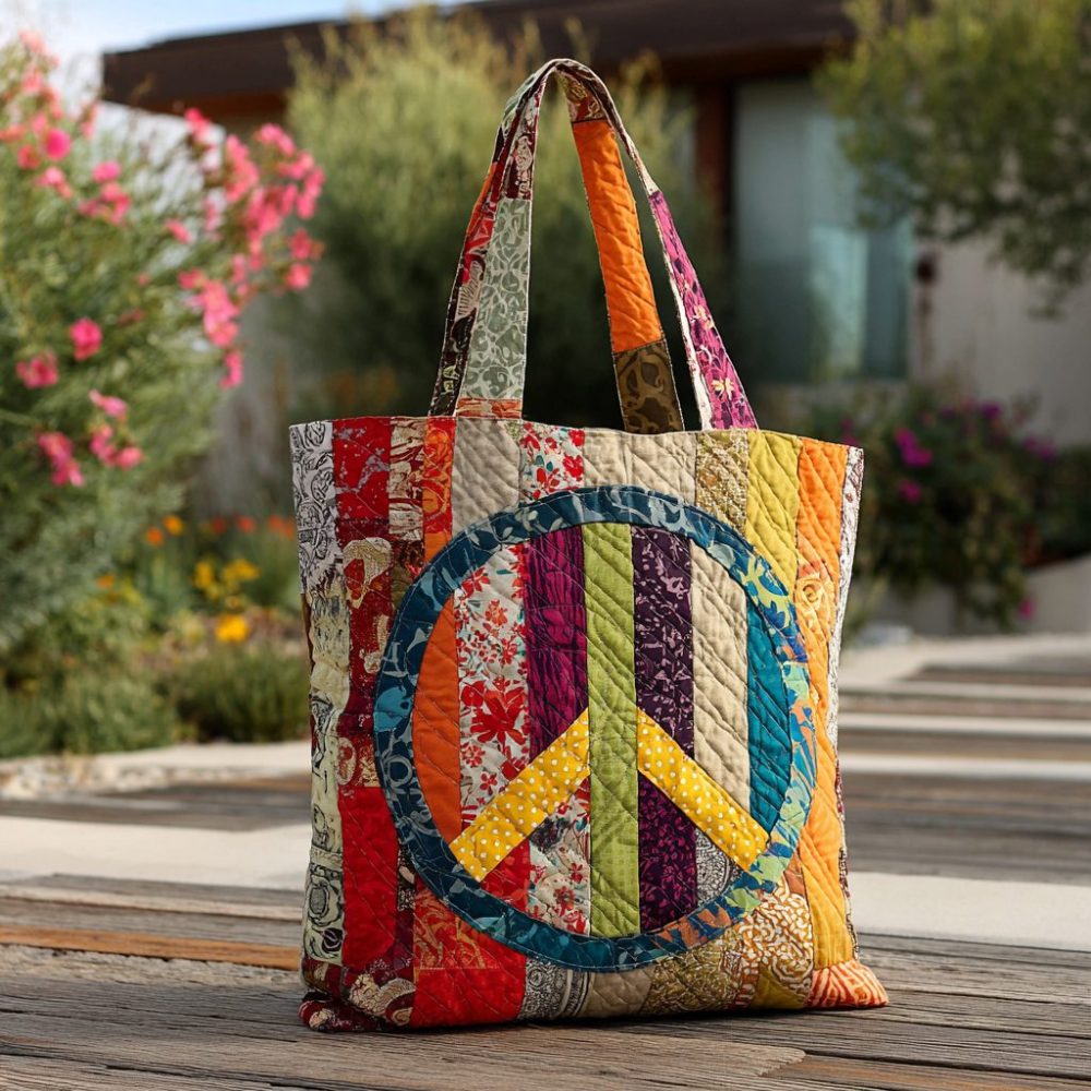 Flower Child Circle Quilted Tote Bag