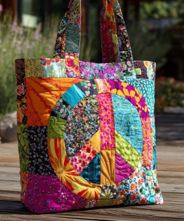 Flower Power Vibes Quilted Tote Bag