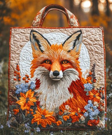 Forest Bloom Fox Quilted Tote Bag