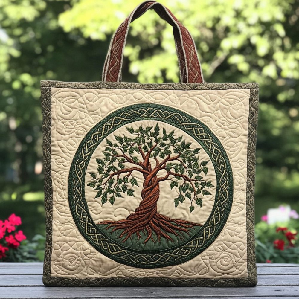 Forest Bloom Quilted Tote Bag