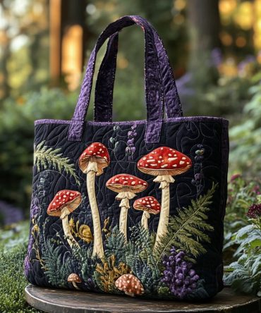 Forest Caps Quilted Tote Bag