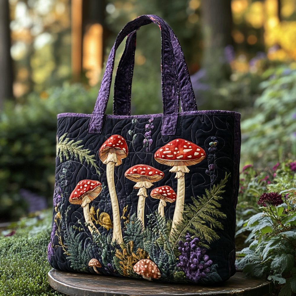 Forest Caps Quilted Tote Bag