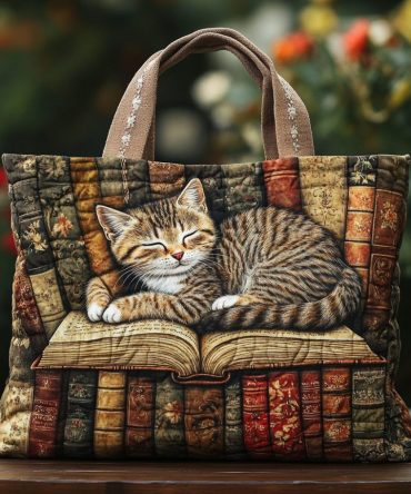 Forest Cat Quilted Tote Bag